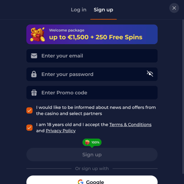 Signup Form Nine Casino